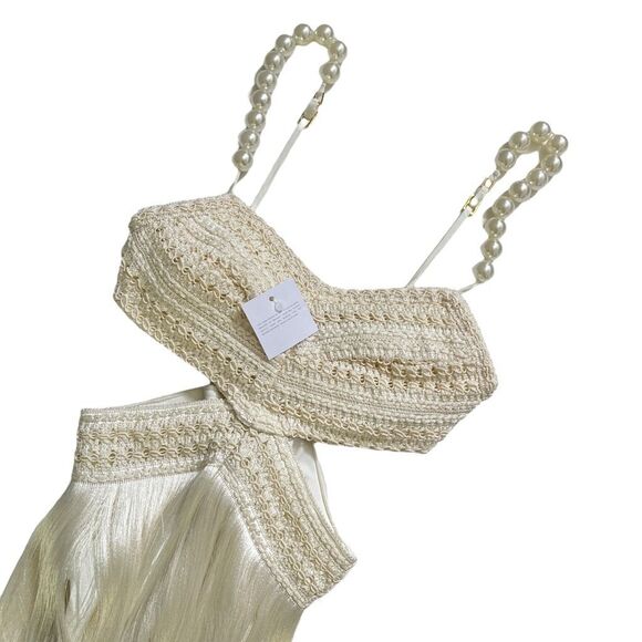 PatBO All-over Fringe Sleeveless Maxi Dress in White - Picture 4 of 12